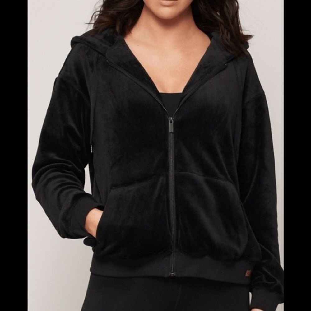 Aurum Activewear Velour Black Hoodie S NWT